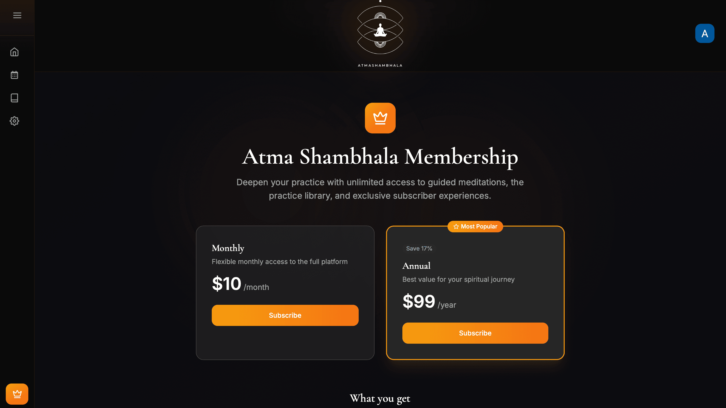 Atma Shambhala website — screen 4