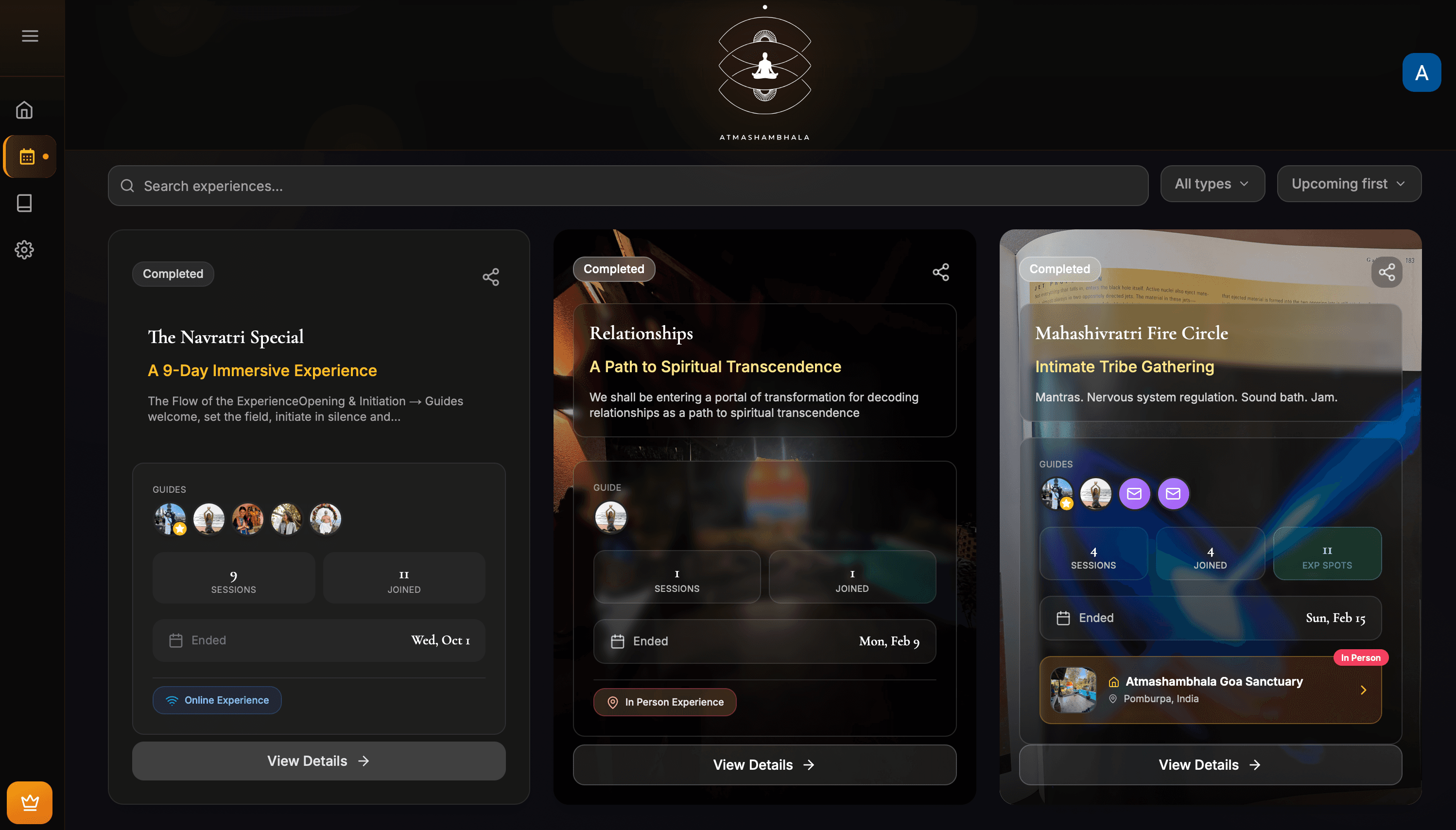 Atma Shambhala website — screen 6