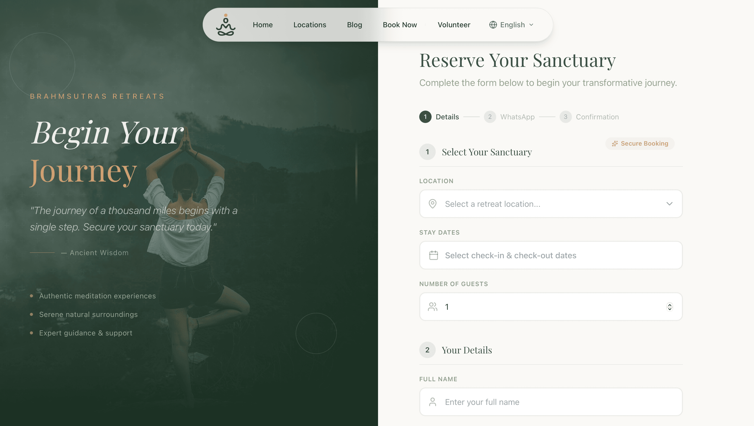 Brahma Sutras website — additional screen